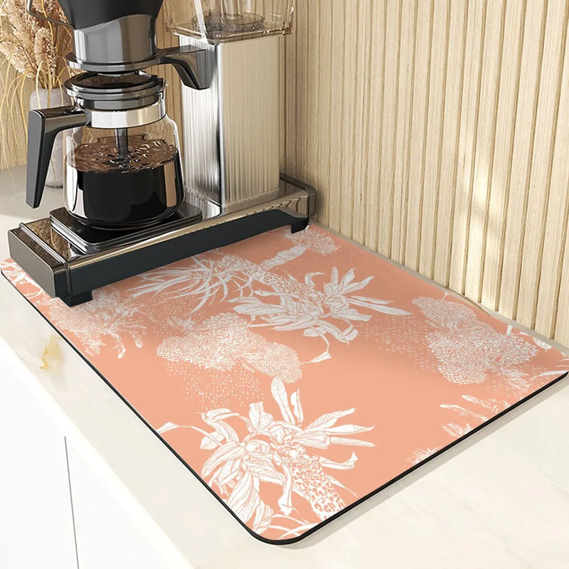 Axyaa Plant Pattern Drying Mat: Kitchen & Table Essential