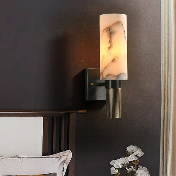 Axyaa Modern LED Marble Wall Lamp Copper Sconce for Living Room Bedroom Hotel Decor