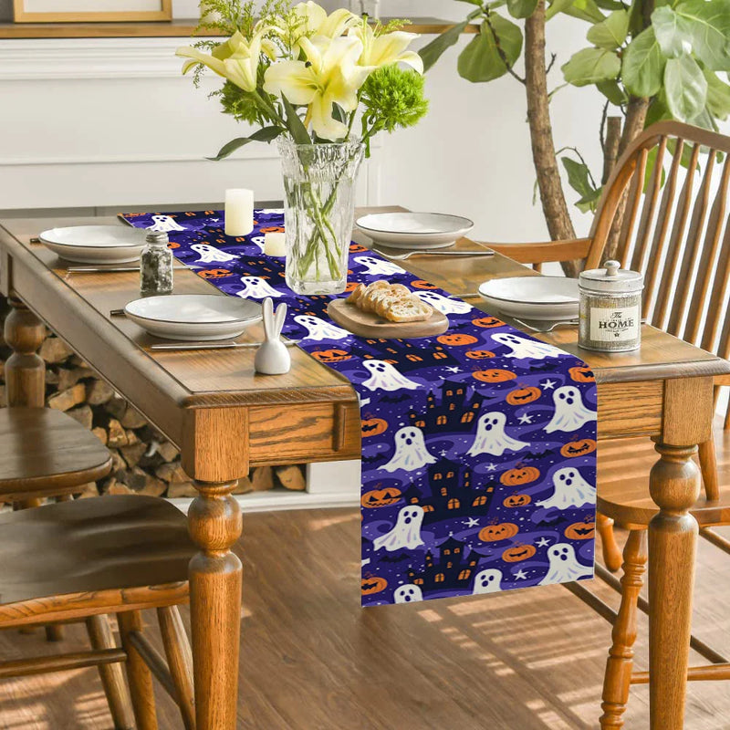 Axyaa Halloween Pumpkin Head Table Runner Dining Table Decorations