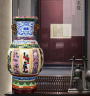 Axyaa Chinese Antique Enamel Ceramic Vase Home Decor Zen Living Room Pottery King