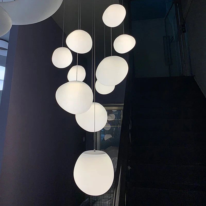 Axyaa Cobblestone Ceiling Chandelier Hanging Light Fixture for Villa Hotel Loft Stair Lighting