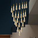 Axyaa Water Drop LED Chandeliers: Luxury Villa Pendant Lamp for Revolving Stair Lighting