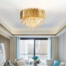 Axyaa Luxury Golden LED Crystal Ceiling Light - Modern Round Living Room Fixture