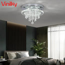 Axyaa Crystal LED Ceiling Chandelier for Kitchen Living Room Chrome Lighting