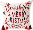 Axyaa Christmas Snowflake Red Bear Linen Pillow Cover 45x45 Square