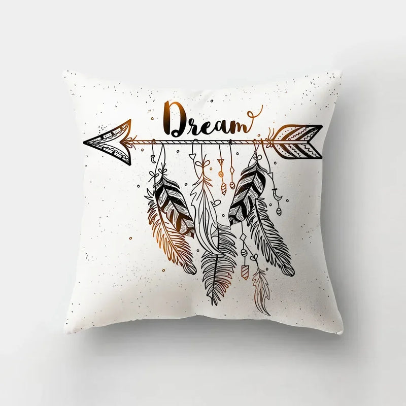 Axyaa Cartoon Dogs Feather Print Pillowcase Home Decor Sofa Seat Cushion Cover