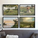 French Country Landscape Vintage Oil Painting Wall Art Poster by Axyaa