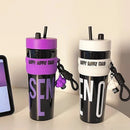 Axyaa 900ml Gym Water Bottle with Straw Keychain: Portable, Leakproof, BPA-Free