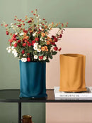 Axyaa Morandi Pleated Vase: Nordic Light Luxury Ceramic Decoration for Living Room, Dining Table