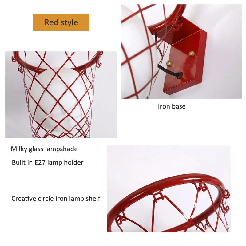 Axyaa Basketball Wall Lamp: Nordic Creative for Living Room, Bedroom, Study, and More