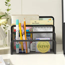 3-Tier Black Metal Mesh Desk Organizer by Axyaa for Documents, Books & Magazines
