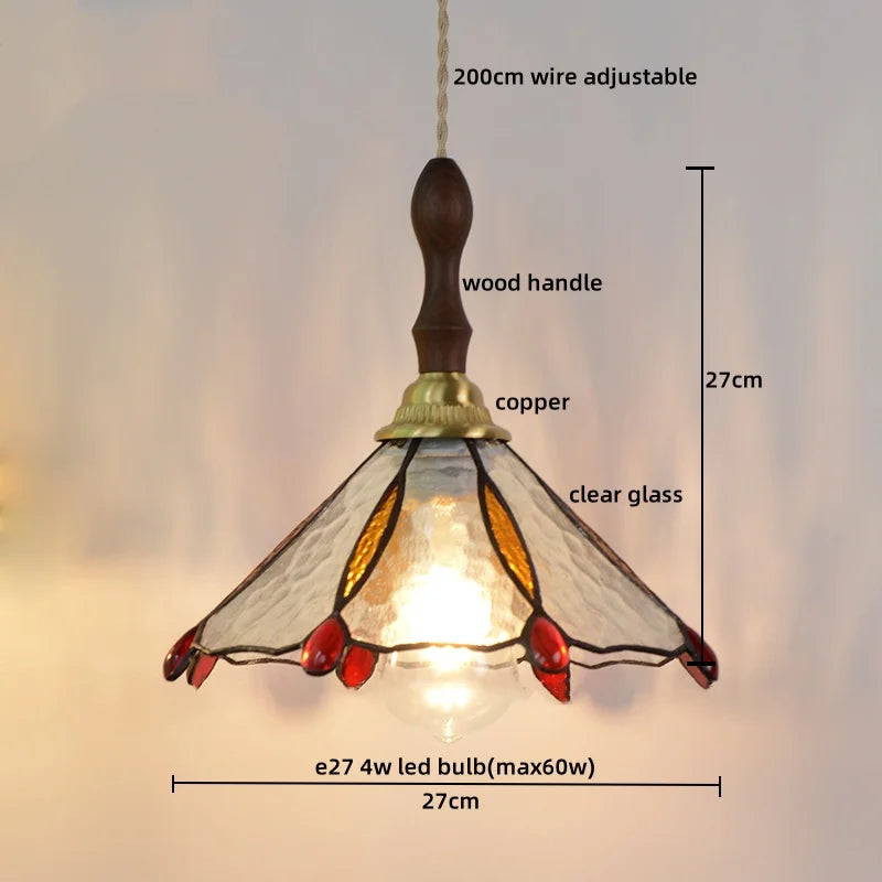 Axyaa Modern Pink Glass LED Pendant Lights Copper Hanging Lamp for Home Decor