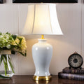 Axyaa White Ceramic Table Lamp | Jingdezhen Crackled Glaze | Home Decoration