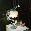 Axyaa Green Flower Table Lamp, Romantic Bedside LED Light for Bedroom Decor