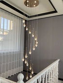 Axyaa Crystal Bubble Chandelier for Duplex Building Rotating Staircase Living Room