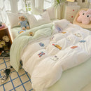 Axyaa Animal Paradise Embroidery 4-Piece Cotton Towel & Bedding Set for Home and Dorm