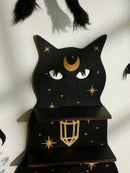 Axyaa Black Cat Moon Phase Wall Shelf: Witchy Room Decor & Crystal Display Stand