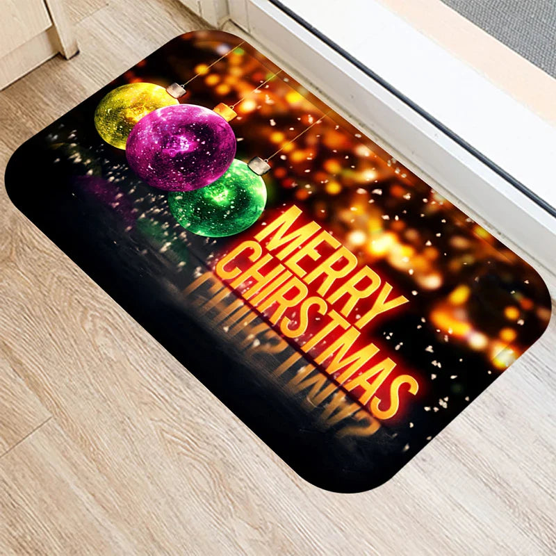 Axyaa Christmas Balls Tree Printed Door Mat Non-Slip Floor Carpet)((((