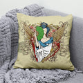Axyaa Lucky Cat Mount Fuji Art Cushion Cover - Japanese Style Throw Pillow