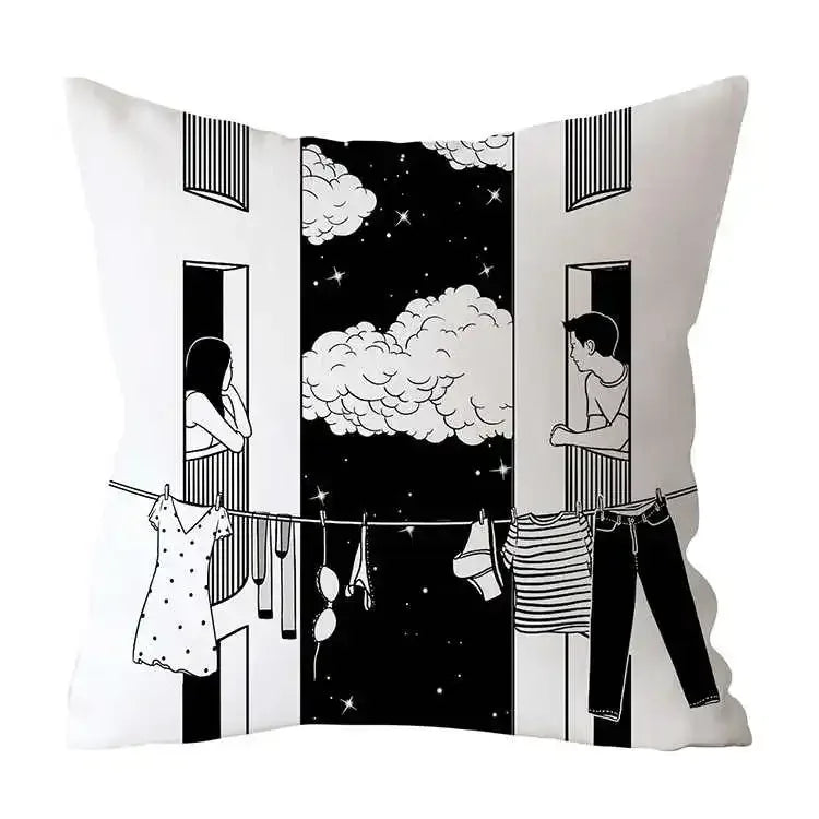Axyaa Art Pattern Throw Pillow Case for Home Sofa Seat Room Decor