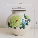 Axyaa Chinese Watercolor Graffiti Flower Vase | Handmade Retro Decorative Earthenware Jar