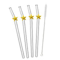 Axyaa Starfish Glass Straw Set: Eco-Friendly Bar Accessories with Cleaning Brush