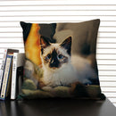 Axyaa Dog & Cat Pattern Linen Cushion Cover for Living Room Decor