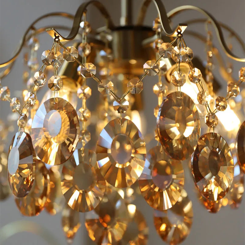 Axyaa Retro Crystal Chandelier Amber Pendant Light for Luxury Home Decor