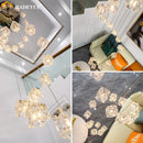 Axyaa Modern Glass Cube LED Chandelier for Staircase and Living Room