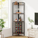 Axyaa 20 Bottle Wine Bakers Rack with Glass Holder and Storage Shelves
