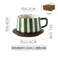 Axyaa Minimalist Stripe Ceramic Coffee Cup and Saucer Set