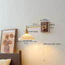 Axyaa Walnut Canopy Copper LED Wall Lamp with Rotating Ceramic Lampshade