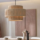 Axyaa Wabi Sabi Hemp Rope Pendant Lamp, Rattan Woven Chandelier for Home Decor