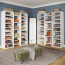 Axyaa 14-Tier Tall Shoe Rack with 22 Cubbies, White Wooden Cabinet for 46 Pairs