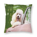 Pink Convertible Pillowcase White Poodle Sofa Cushion Cover Axyaa Home Decor