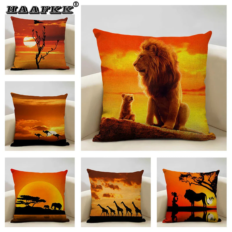 Axyaa African Landscape Art Pillow Case 45x45cm High Quality Linen Cushion Cover