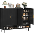 Axyaa 4-Door Shoe Storage Cabinet with Adjustable Shelves and Metal Legs