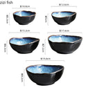 Axyaa Flame-Killed Ceramic Soup Pasta Salad Serving Bowls Set