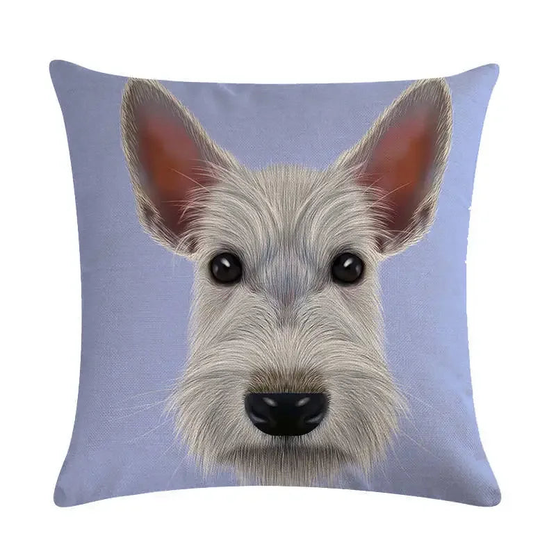 Cartoon Dog Cushion Cover by Axyaa - Linen Pet Pillow for Home Office Sofa Decor