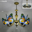 Axyaa Butterfly Design Stained Glass Chandelier - Colorful Lighting for Home and Business