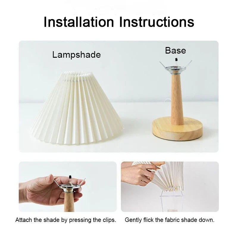 Axyaa Nordic Pleated Table Lamp Foldable USB 220V Art Bedroom Night Light