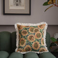 Axyaa Vintage Floral Oil Painting Pillow Cover with Jacquard Tassels