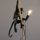 Axyaa Monkey Pendant Lamp: Hemp Rope Creative Wall Sconce Light