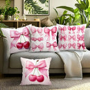 Cherry & Bowknot Pattern Pillowcase – Axyaa Decorative Cushion Cover
