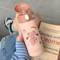 Axyaa Cute Cartoon Stainless Steel Vacuum Flask Straw Tumbler