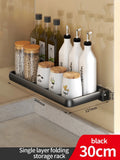 Axyaa Kitchen Spice & Condiment Rack: Wall Mounted, Foldable, Multifunctional Utensil Organizer