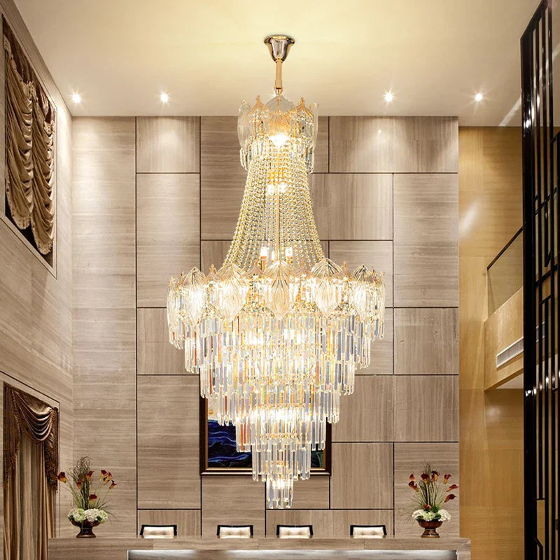 Axyaa Duplex Crystal Chandelier for Livingroom, Hotel, and Villa