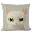 Axyaa Cute Animal Big Eyes Dog Funny Cat Throw Pillow Cover Home Decor Cotton Linen