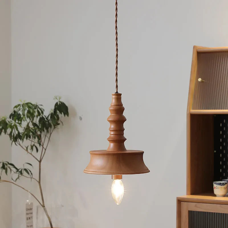 Axyaa Japanese Style LED Pendant Lights: Wooden Hanging Lamp for Home, Bedroom, Living Room, Restaurant