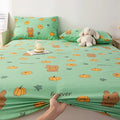 Axyaa Coarse Cotton Printed Fitted Sheet - Non-Slip Dust Cover Protector